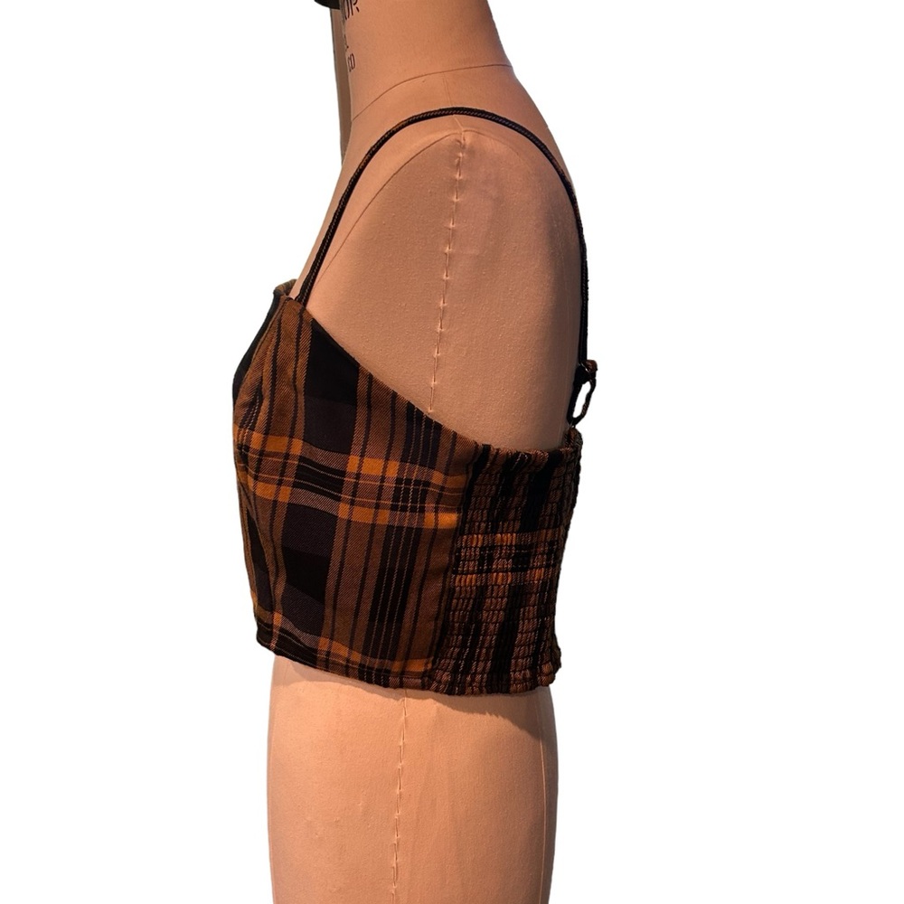 Aeropostale Plaid Cropped Tank, Gold and Black, Size L - Picture 4 of 10